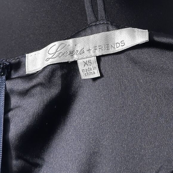 Lovers + Friends Revolve Wishful Dress Navy Blue Floral Embroidered Lace Mini XS - Picture 3 of 8